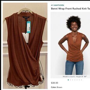 NWT Burnt Orange Ruched Blouse 41 Hawthorne - M